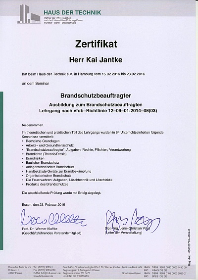 Zertifikat-Brandschutzbeauftragter
